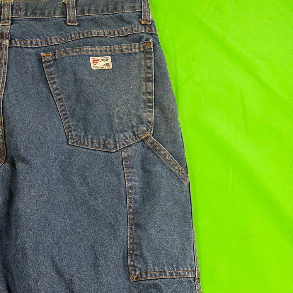 Tyndale FR Distressed Carpenter Jeans Mens 38/32 Blue Flame Resistant Workwear